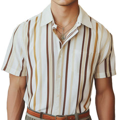 Men's Stylish Retro Short Sleeve Striped Shirt MTA2585C5P