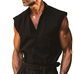 Men's Simple Wide Shoulder Sleeveless Shirt MTA1778C7P