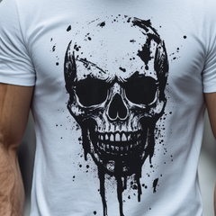 Men's Retro Casual Skull Print Round Neck Short Sleeve T-Shirt MTA1761C8TO