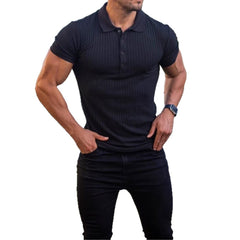 Men's Slim Fit Polo Shirt With Ribbed Design For Casual And Sporty Looks