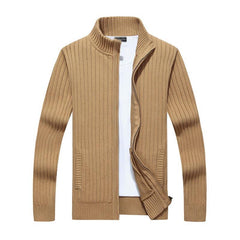 Men's Casual Stand Collar Zipper Slim Fit Knit Cardigan 87999873M