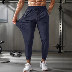 Men's Elastic and Breathable Zipper Pocket Jogger Pants for Active Wear