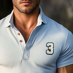 Men's Casual Short Sleeve Letter Embroidered POLO Shirt MTA0319D4X