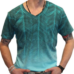 Men's Summer Casual V-neck Gradient Printed T-shirt MTA2041C8U