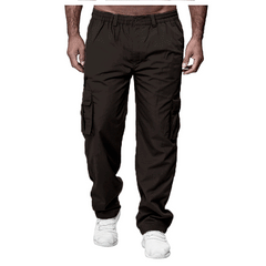 Men's Cargo Pants with Multi-Pockets and Adjustable Waistband for Outdoor Activities