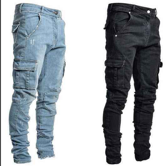 Stylish Cargo Denim Jeans for Men - Perfect for Casual and Outdoor Adventures