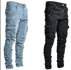 Stylish Cargo Denim Jeans for Men - Perfect for Casual and Outdoor Adventures