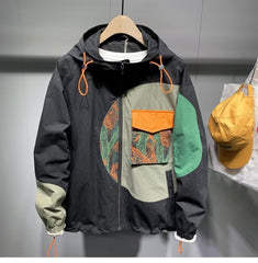 Stylish Color-Block Hooded Jacket for Men - Perfect for Casual and Outdoor Adventures