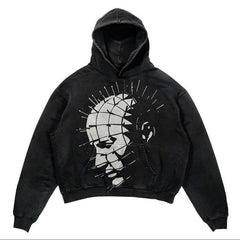 Skull Lightning Graphic Hoodie - Perfect for Edgy Streetwear Enthusiasts