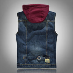 Stylish Denim Vest with Detachable Hood - Perfect for Casual and Outdoor Wear