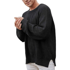Men's Casual Ribbed Knit Sweater - Perfect for Fall and Winter Layers
