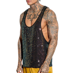 Men's Sequin Crew Neck Tank Top MTA2860C0X