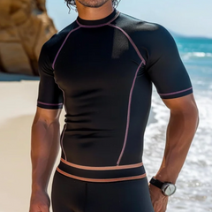 Men's Retro Casual Round Neck T-Shirt Swimwear Two-piece Set MTA1929C2TO