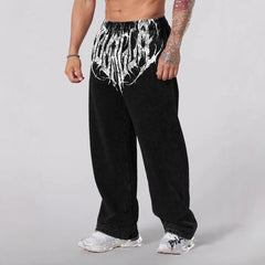Bold Graphic Print Wide-Leg Pants for Men - Perfect for Streetwear and Casual Outfits