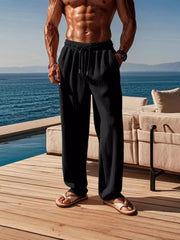 Men's Casual Pleated Drawstring Pants for Summer Beachwear