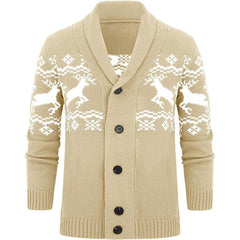 Men's Elk Jacquard Knit Cardigan Jacket 07067807X