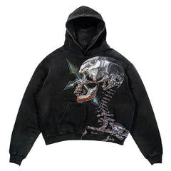 Skull Lightning Graphic Hoodie - Perfect for Edgy Streetwear Enthusiasts
