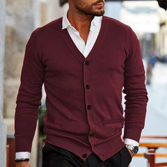 Men's Stylish V-Neck Cardigan Sweater - Perfect for Casual and Formal Wear