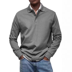 Stylish Red Long-Sleeve Polo Shirt For Men