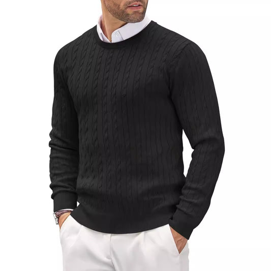 Men's Cable Knit Crew Neck Sweater - Stylish and Comfortable for Everyday Wear