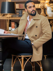Classic Double-Breasted Pea Coat for Men - Perfect for Winter Outdoors