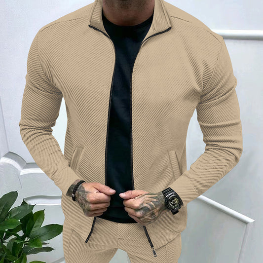 Stylish Men's Zip-Up Jacket with Textured Design for Modern Fashionistas