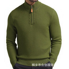 Men's Stylish Half-Zip Ribbed Sweater For Casual And Formal Wear