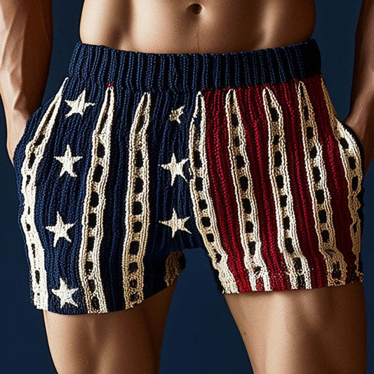 Men's Western Retro Star Embroidery Woven Casual Sports Shorts MTA0714D9P