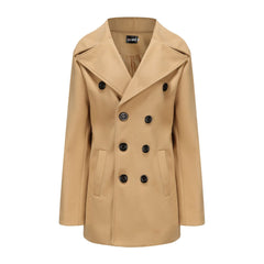 Classic Double-Breasted Pea Coat for Men - Perfect for Winter Outdoors