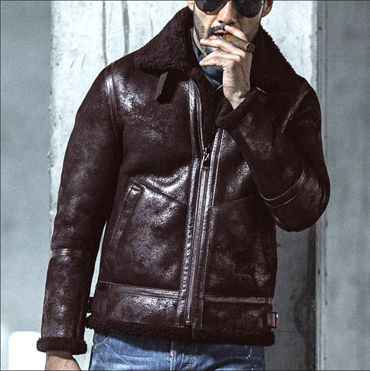Stylish Men's Bomber Jacket With Detachable Fur Collar - Perfect For Winter And Casual Outfits