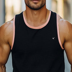 Men's Cool Skin-friendly Black Cotton Tank Top MTA2551C6U