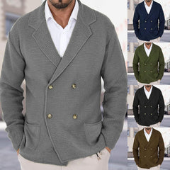 Double-Breasted Knit Cardigan Sweater for Men - Stylish and Versatile Outerwear