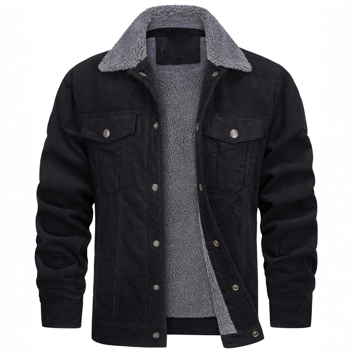 Warm Corduroy Jacket with Faux Fur Lining for Men - Perfect for Cold Weather