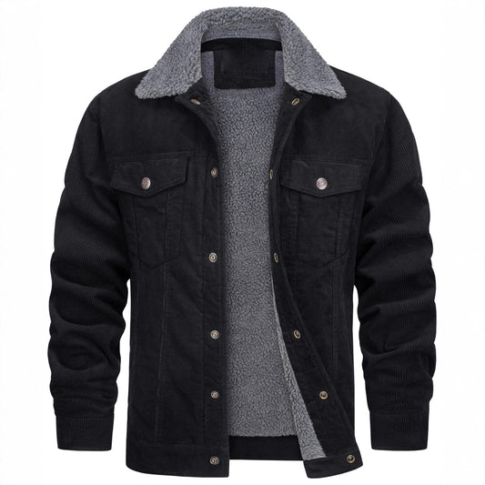 Warm Corduroy Jacket with Faux Fur Lining for Men - Perfect for Cold Weather