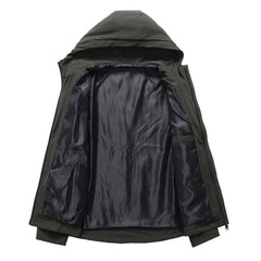 Men's Military Green Hooded Jacket - Perfect for Outdoor Adventures and Casual Wear