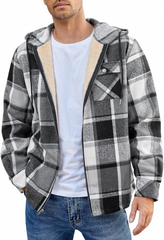Flannel European And American Men's Jacket 2024 New Amazon Long-sleeved Hooded Plus Velvet Loose Men's Casual Jacket