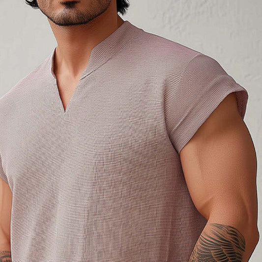 Men's Summer Basic Solid Color Textured Short-sleeved T-shirt MTA0855D3U