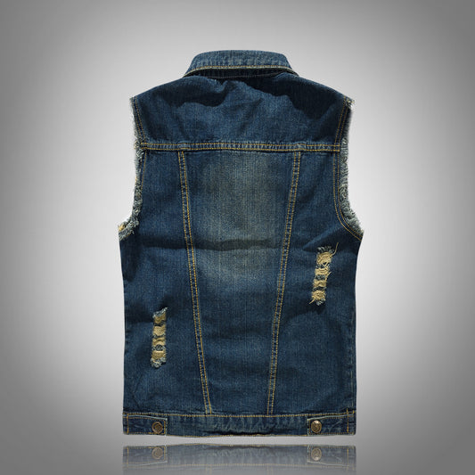 Men's denim vest large size vest motorcycle waistcoat casual vest