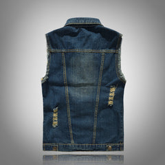 Men's Denim Vest Large Size Motorcycle Casual Vest