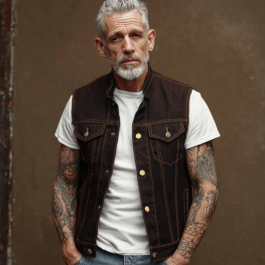 Classic Denim Vest with White T-Shirt