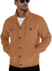 Men's Casual Corduroy Jacket With Button Closure And Pockets