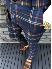 Men's Stylish Plaid Jogger Pants With Casual White Sneakers