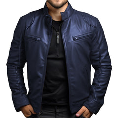 Stylish Men's Biker Jacket With Zippered Pockets And Sleek Design