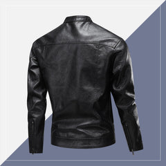 Stylish Stand Collar Leather Jacket For Men - Perfect For Casual And Formal Wear