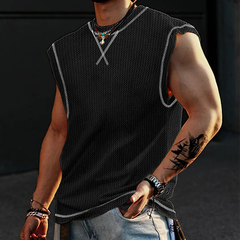 Men's Casual Waffle Crew Neck Loose Tank Top MTA1835C2M