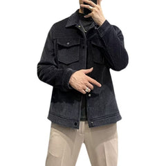 Men's Vintage Waffle Solid Lapel Jacket 23801065X