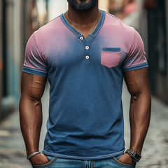 Men's Spring Fashion Casual Slim Gradient Printed Short Sleeve Shirt MTA1465C4K
