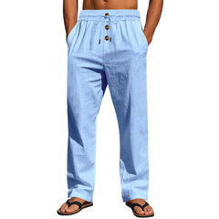 Men's Casual Drawstring Pants with Button Closure - Perfect for Summer and Everyday Wear