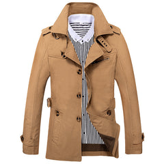 Men's Cotton Trench Coat: Mid-Length, Casual Autumn Outerwear