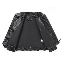 Classic Biker Jacket With Multiple Pockets And Zipper Details